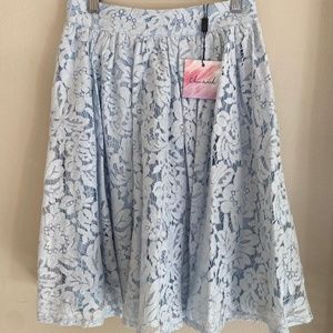 Chicwish Daydreamer Lace Top and Skater Skirt Set in Blue